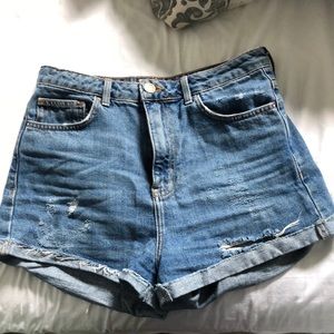 High waisted jean shorts